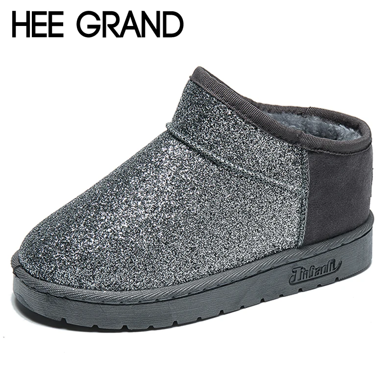 

HEE GRAND Bling Faux Fur Women Snow Boots Sweet Cute Style Ankle Boots Winter Warm Shoes Women Platform Suede Snow Boots XWM279
