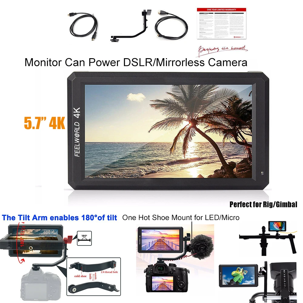 Lilliput A7s 7-дюймовый 1920x1200 HD ips Экран 500cd/m2 Камера полевой монитор с разрешением 4K видео для беззеркальная камера DSLR гладкой 4 гладкая Q