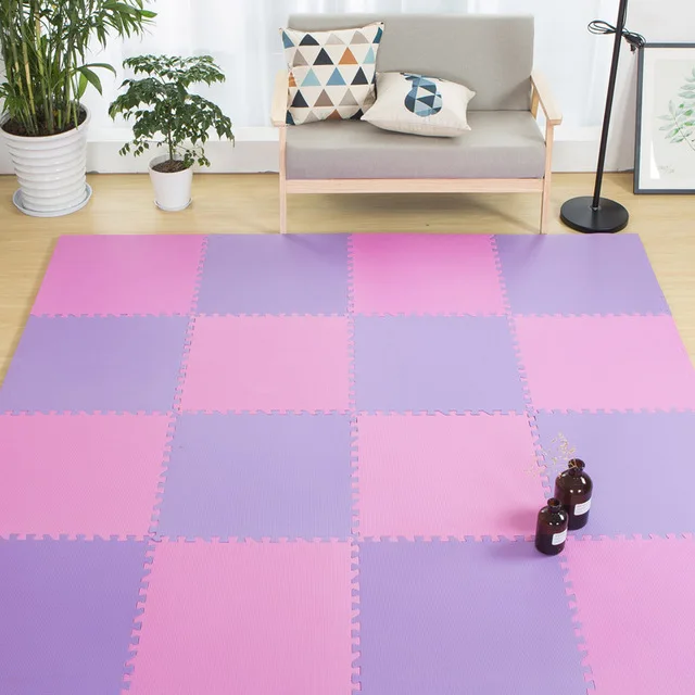 16pcs 30*30cm Baby EVA Foam Puzzle Play Mat /kids Rugs Toys Carpet for Childrens Baby Exercise Floor Tiles - Цвет: pink and purple