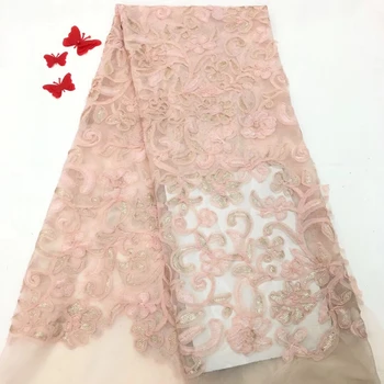 

2019 Latest French Nigerian Laces Fabrics High Quality Tulle African Laces Fabric Wedding African French Tulle Lace