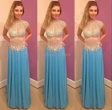 Atemberaubende Crystl Ice Blue Prom Kleider 2016 Abendkleider Junior Formale Lange Kleider Vestido Longo Sexy Abendkleider Nach Maß