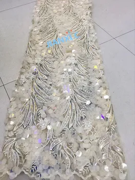 

JIANXI.C-11834 super quality sequins Embroidered Tulle Fabric Nigeria Lace Fabric for party dress