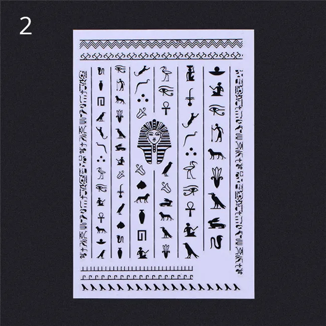 Черно-белая 3D наклейка для ногтей s египетский фараон Пейсли белая кружевная полоса цветок Созвездие клей для накладных ногтей переводная наклейка 1 шт - Цвет: Egypt Pharaoh 2