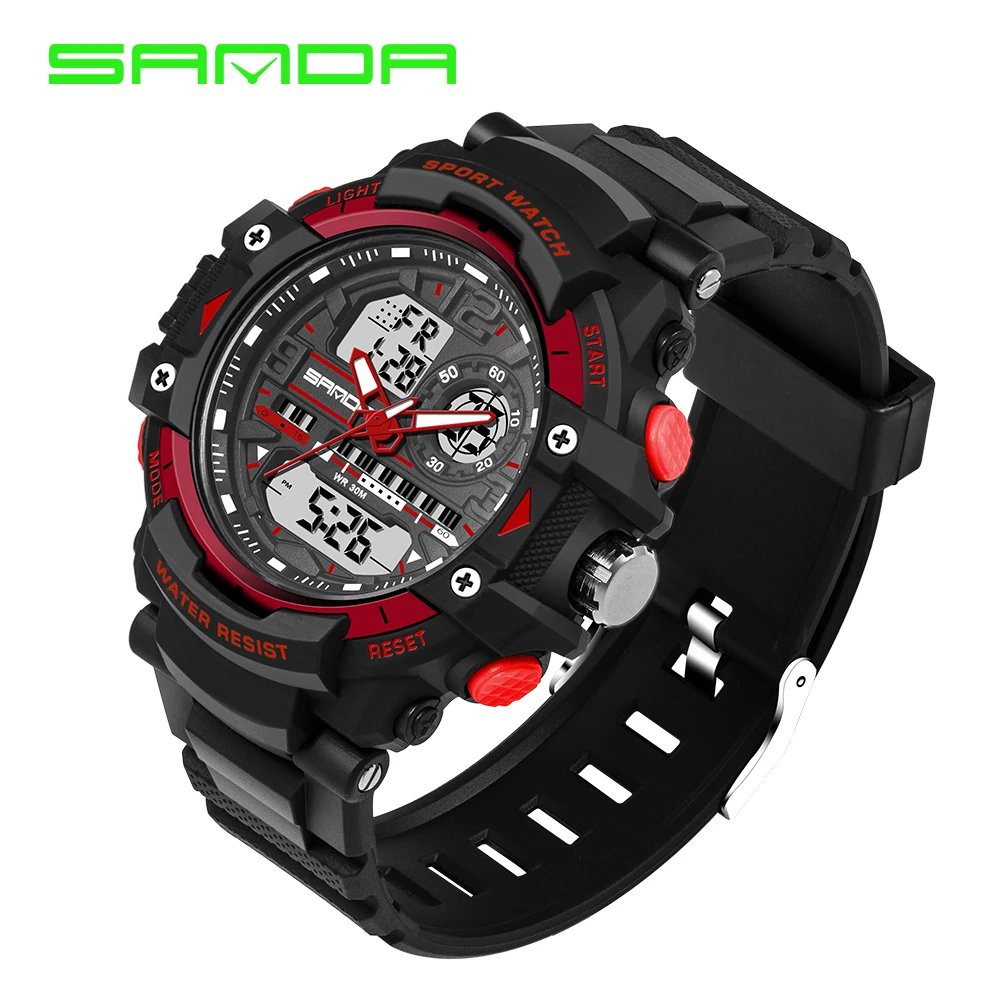 

Orologio uomo Sports Watches Digital Quartz Sanda Watch Dive 50M Waterproof Electronic Multifunctional Military Wristwatch hours