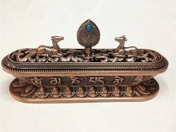 

crafts Factory painted gold alloy Tibet Incense Burner Tibetan Alloy Bronze Incense Burner with Metal Craft Home Decor
