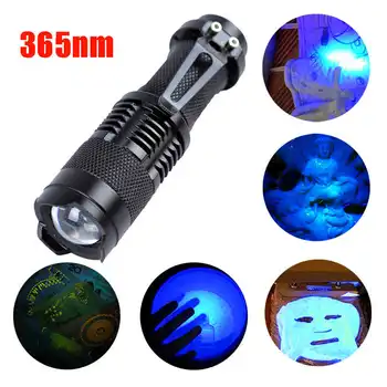 

Zoomable Led UV Flashlight Torch Light laser pointer Ultra Violet Blacklight AA Battery powerful led flashlight #4S11
