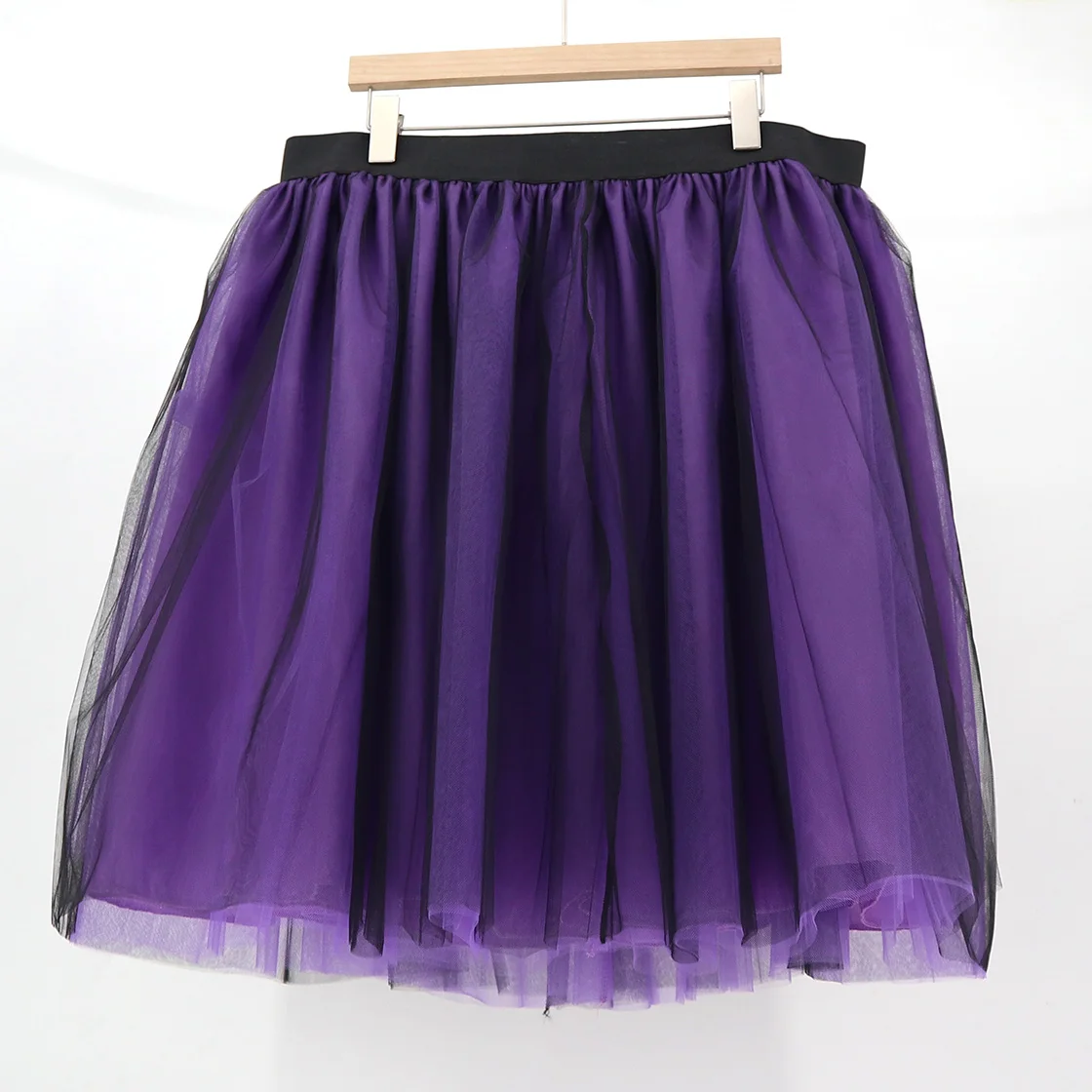 Белая Тюлевая юбка, женское кружевное шифоновое бальное платье, длина до колена, имперская юбка-пачка для девочек размера плюс, фатиновая юбка, s 5XL XXXXL, на заказ, 6 слоев - Цвет: Purple  Black