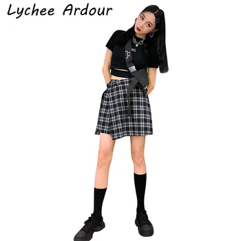 

Plaid Buckle Shorts Skirts Irregular Plaid Women Shorts Spring Summer Sexy Office Lady Style Female Shorts