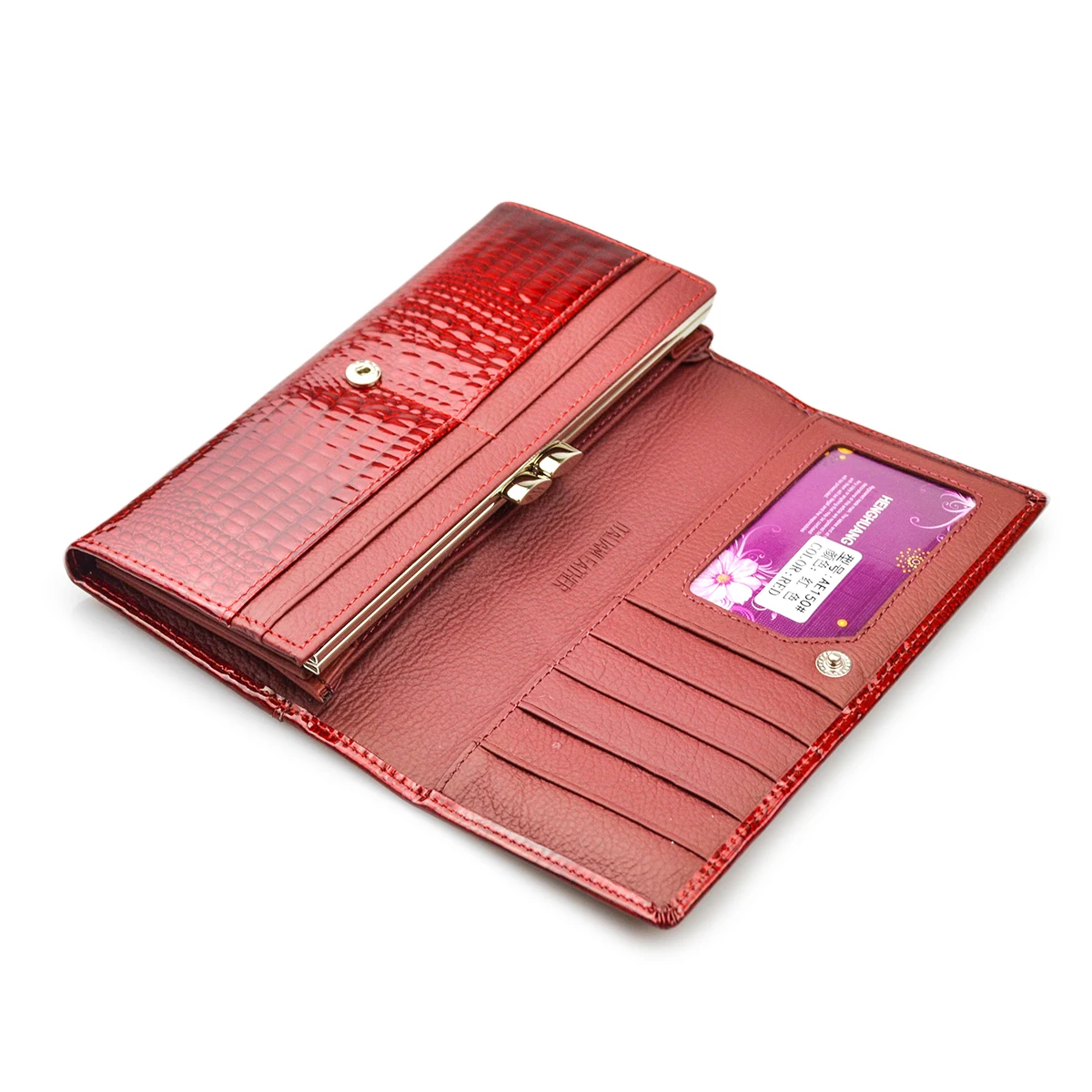 HH Brand Alligator Womens Wallets Genuine Leather Ladies Clutch Coin Purses Hasp Luxury Patent Crocodile Female Long Wallet