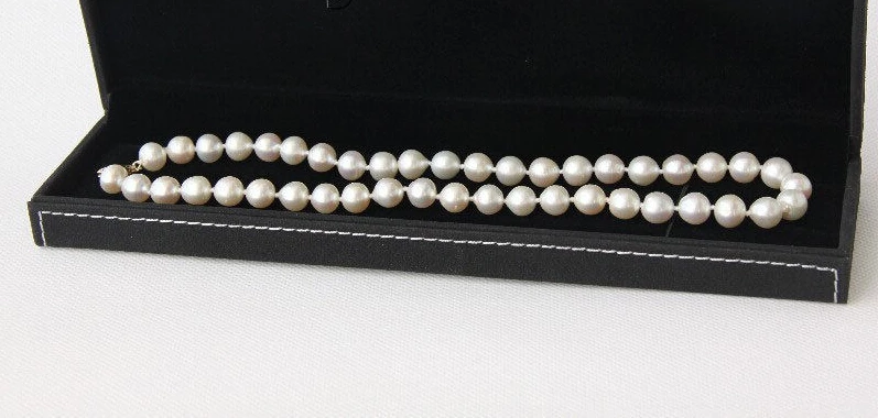

Genuine 17.5" BAROQUE 10MM WHITE SOUTH SEA PEARL NECKLACE 14KGP SOLID CLASP e1872