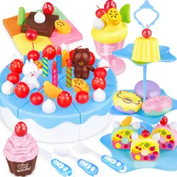 86 шт. фрукты торт ко дню рождения резка игрушки Дети ролевые игры раннее развитие образование миниатюрные игрушки еда игрушечные лошадки