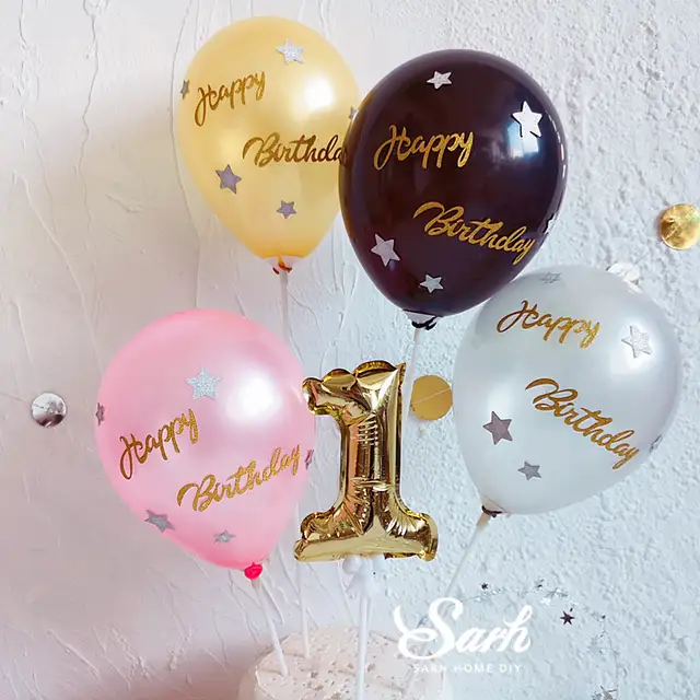 Black Pink Gold Silver Glitter Letter Balloon Cake Decorations