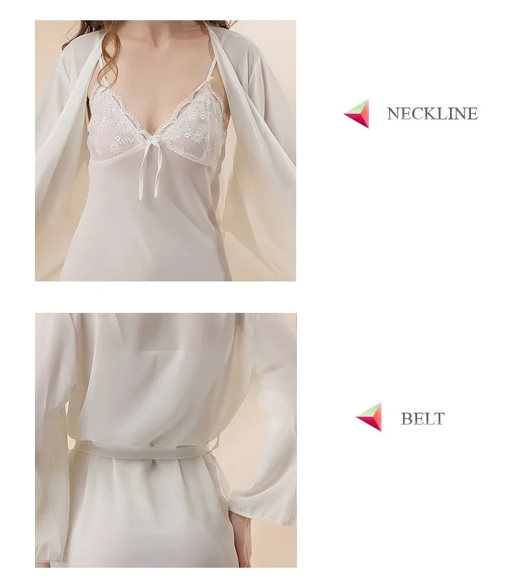 silklike see-through sexy sleepwear 2pcs