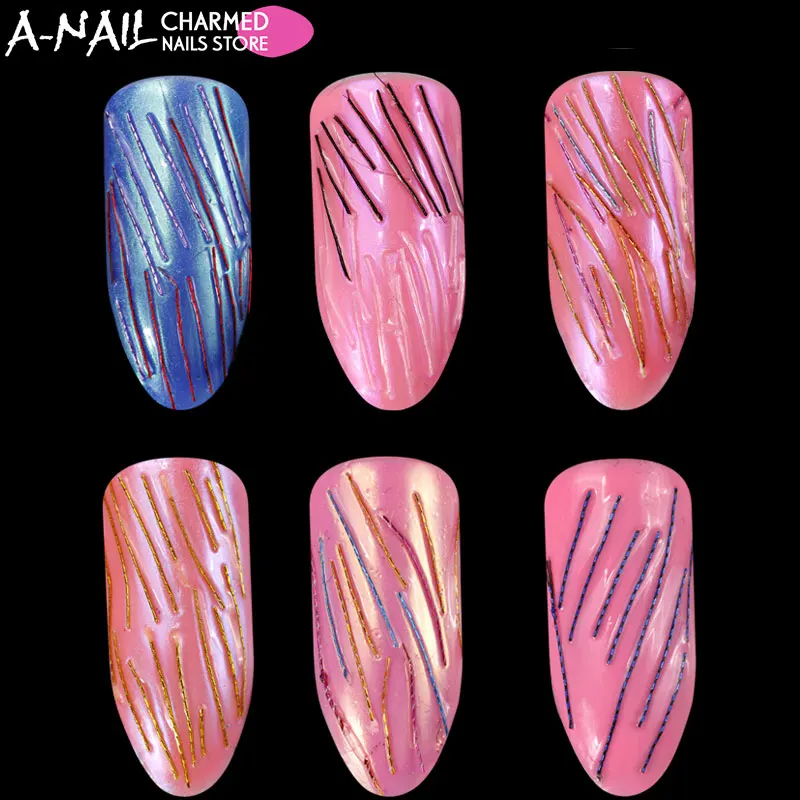 

A-nail 12 colors /set Japanese Style Golden Silver line Rolls Copper Extra Tiny Wire Line DIY Nail Art Tips Nail Decorations