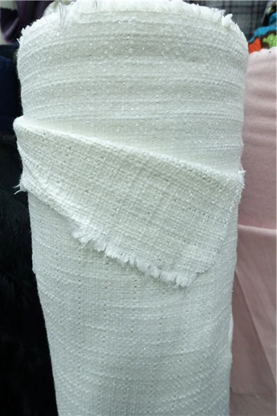 Твидовая ткань, настоящая белая с серебряной линией, тканая задняя сторона, цена за 1,5 метров в длину, 1,5 метров в ширину