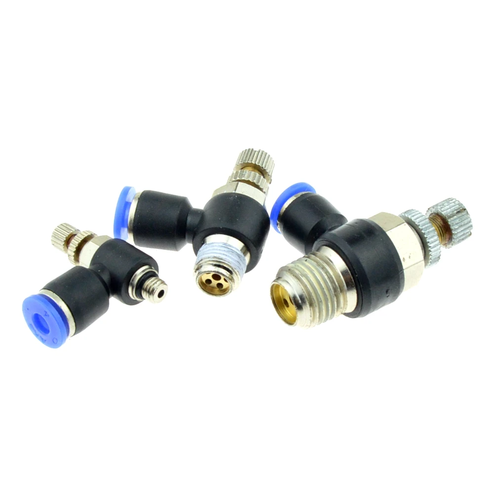 

Pneumatic Speed Flow Controller 8mm 6mm 10mm 12mm OD Hose Tube 1/4"BSP 1/8" 3/8" 1/2" Male Gas Airflow Limit Valve Quick Fitting