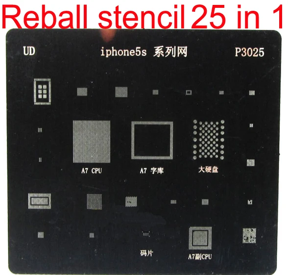 Сотовый телефон паяльная ремонта 25 в 1 трафареты для исправления дефектов пайки BGA для iPhone 5S BGA Reball шаблон прямого нагрева инструменты