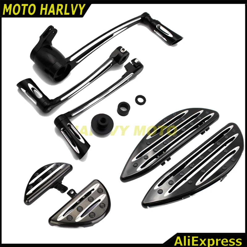 Full Set Black Front Rear Floorboard w//Passenger Mount Kit Brake Arm Pegs Pedal Toe Heel Shift Lever Shifter Peg Gear Linkage Saddlebag Latch Cover Lid Lifter Compatible with 2014-2016 Harley Touring