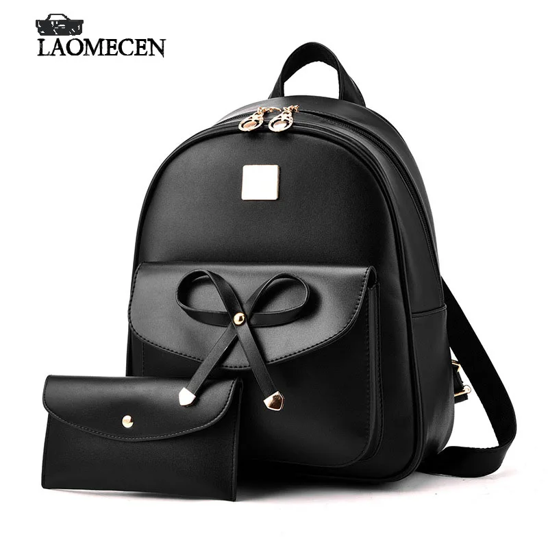 Fresh Leather Backpack Mini Black Backpacks Double Zipper Knapsack