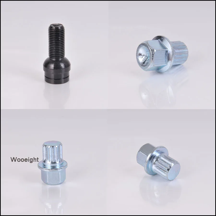 5PcsSet Black Car Accessories Anti-Theft Wheel Screw Bolt Lock Nut Key Adapter For Audi A4 A6 A8 Skoda Golf (11)