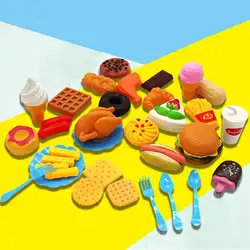 Набор пластиковой посуды для чая игровой Набор Мини Гамбург картофель фри хот-дог мороженое Кола еда игрушка для детей ролевые игры