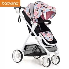babysing Luxury Baby Stroller High View Reversible Seat Baby Carriage with Big Bottom Storage Bag Adjustable Canopy Pushchair