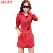 YAGENZ Осенняя кожаная ветровка, куртка большого размера, Высококачественная Женская одежда, модная женская двубортная ветровка 600