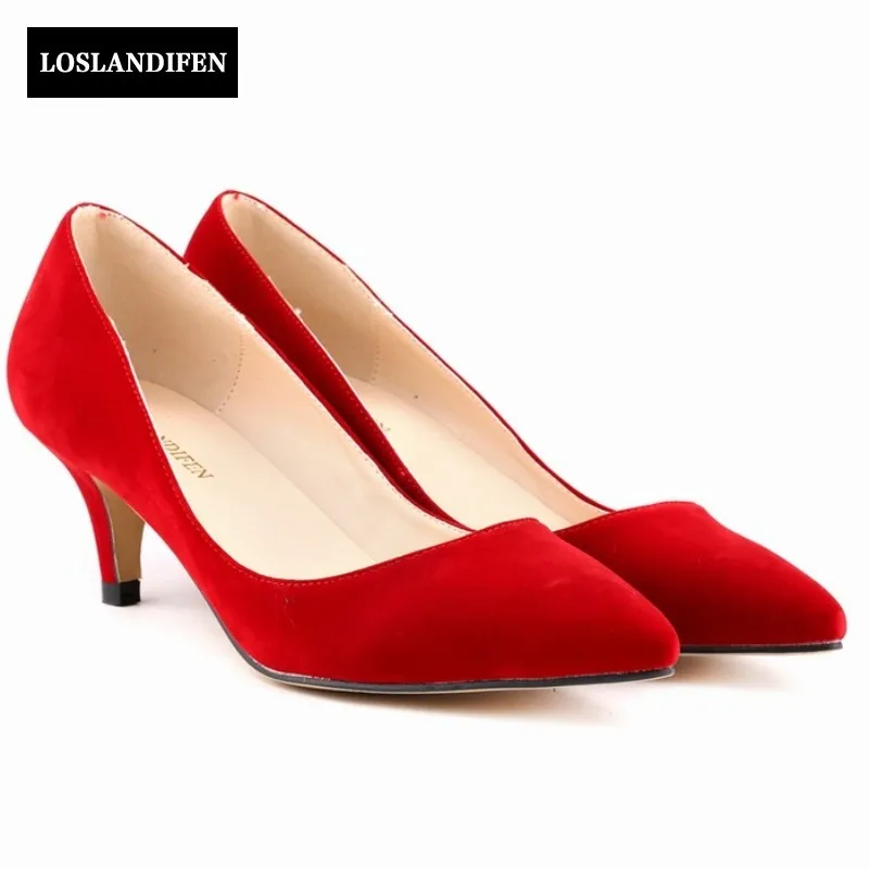red flat heel shoes