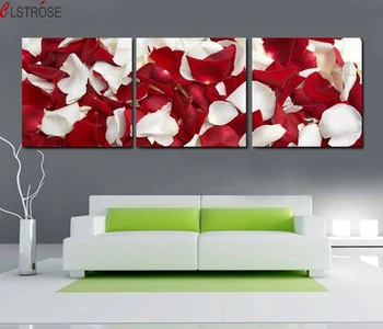 

CLSTROSE Red White Rose Flower Painting 3 Pieces Canvas Wall Art Home Decorate Modern Wall Paintings Print Wall Picture