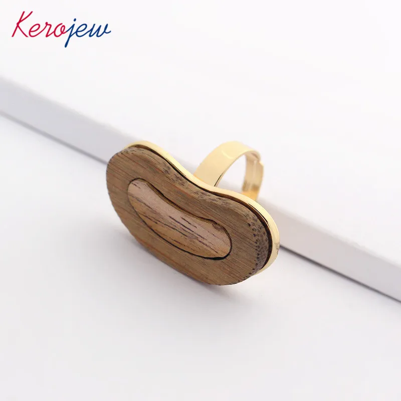 

Korean European America fashion geometric wooden round fashion jewelry Rings for women open size oorbelle boucle doreille femme