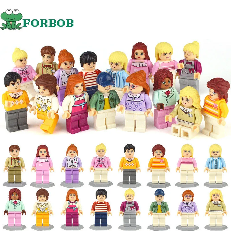 

16pcs/lot Building Blocks Compatible Legoings Minifigs City Girls Friends Figurines set educational learning toys for baby girl