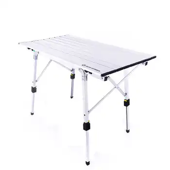 Height Adjustable Table Folding Silver Desk Portable Camping BBQ Hiking Traveling Outdoor Picnic Foldable AL Ultralight Tables