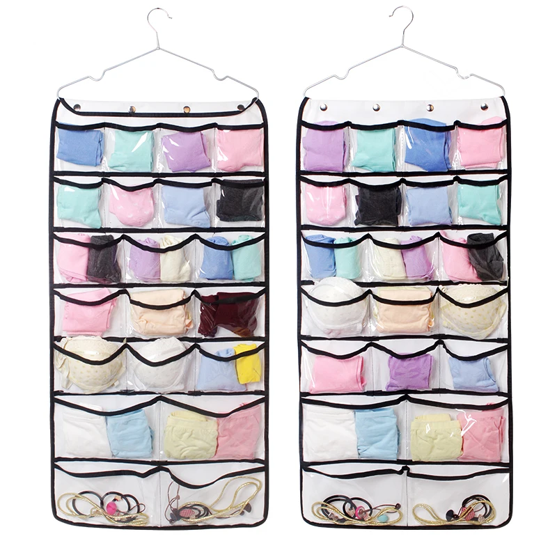 Multifunction Dual Sided 42 Pocket Hanging Closet Organizer for Pants Bra Socks ,Multi size