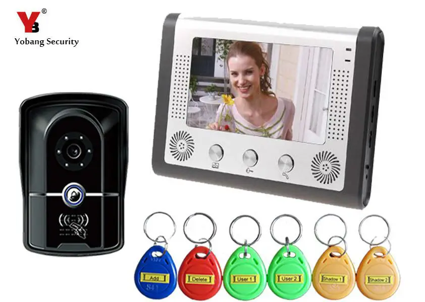 Yobang безопасности видео-телефон двери RFID дверца Камера CMOS видеомонитор охранных Камера Мониторы двери видео CAM