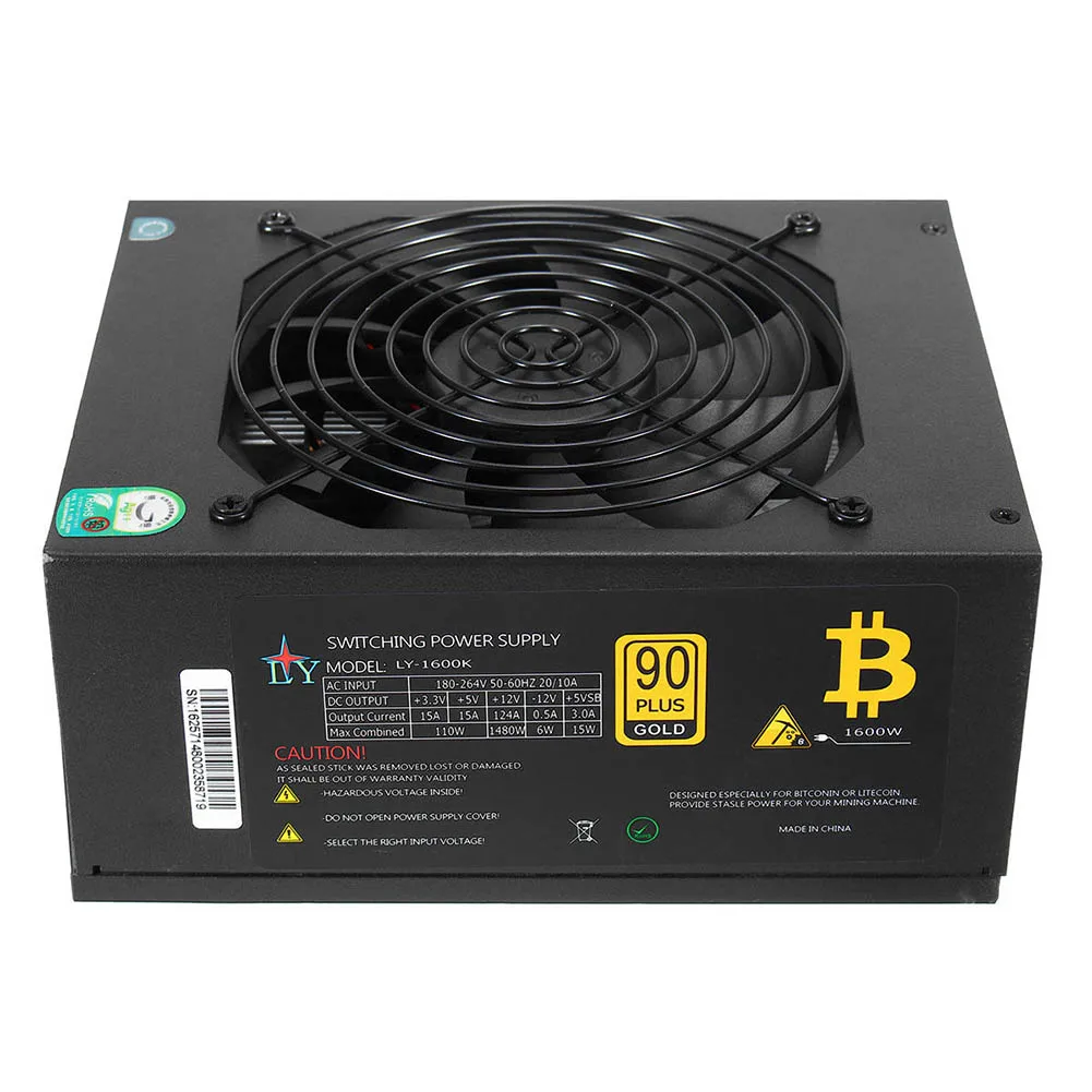 

New 1600W Full Fully Modular ATX Power Supply For ETH Bitcoin Antminer A7 S7 S9 L3+ QJY99