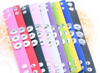 

exempt DHL, EMS 50pcs/lot Mixed Colors leather snap bracelet 18mm watch Snap Bracelet Metal Button new Jewelry Bracelet