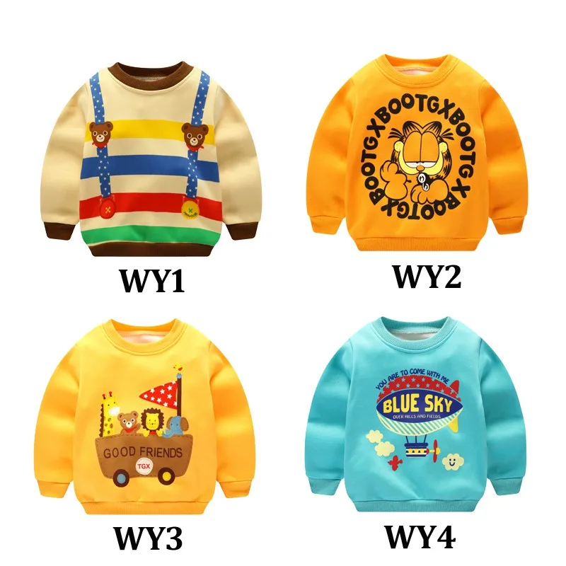 

Baby boys sweater plus velvet one-piece cartoon blouse and warmful for child toddler girl long shirt Regular stripe shirt