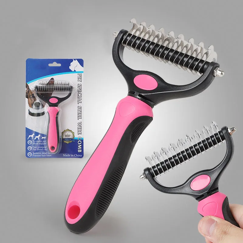 Dematting Comb Pet Grooming Tool Undercoat Rake for Dogs & Cats De ...