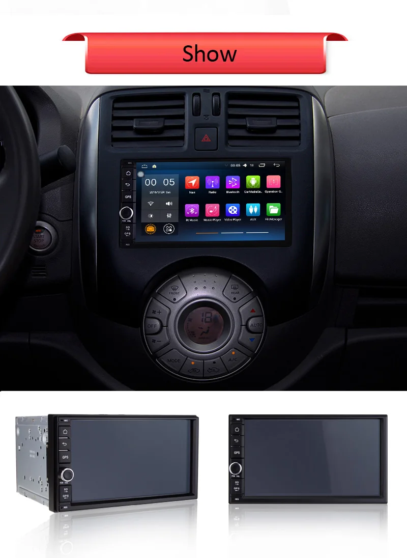 Best 7" Quad Core 2G+32GB 2 Din Android 6.0 Head unit Universal Car Radio Audio Stereo GPS Navigation Support dash Cam 7