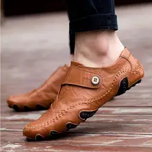 Fashion British Style Men Causal Shoes Genuine Leather Slip On Men Shoes High Quality Outdoor Shoes Zapatos Hombre