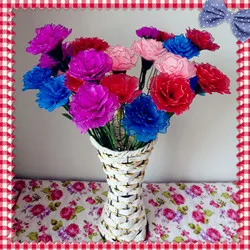 Set of 5: Vibrant Silk Flowers for Home and Wedding Decoration - DIY Nylon Stocking Material in 36 Colors