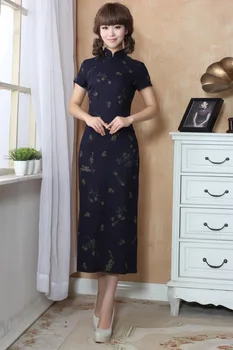

New Arrival Dress Chinese Tradition Women's Linen Long Cheong-sam Dress S M L XL XXL