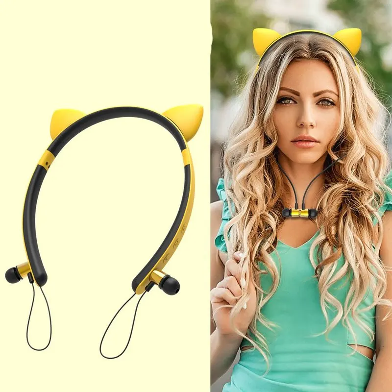 

Wireless Sports Bluetooth Cartoon Earphone Children's Headphones Stereo In-ear Headset Headband Cat Ear Headphones Noise Reducti
