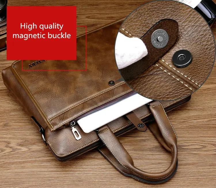 Men Briefcases Genuine Leather Handbag 15"Laptop Briefcase Messenger Shoulder Crossbody Bag Men's Bag Business Portfolio