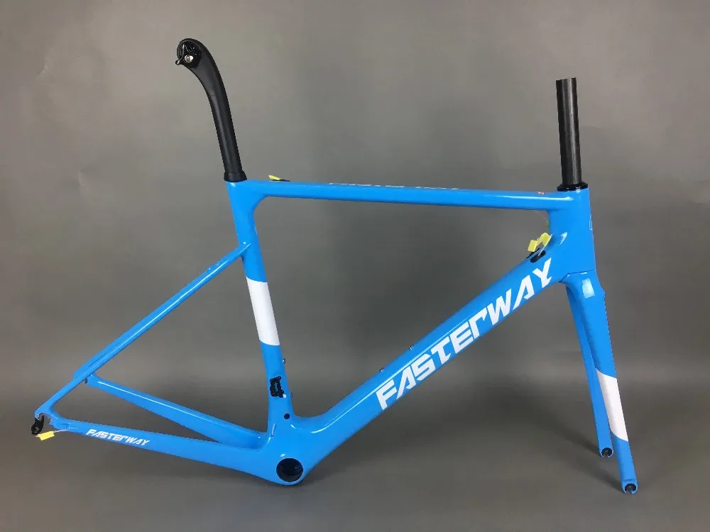 Best light blue 2018 TAIWAN FASTERWAY classic carbon road frameset UD weaves carbon bike frame:Frameset+Seatpost+Fork+Clamp+Headset 71