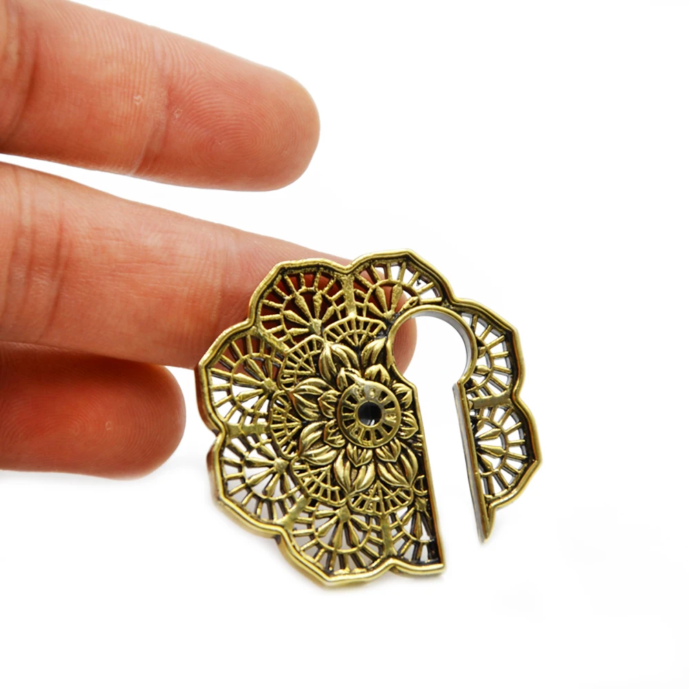 Vintage Brass Flesh Oreille Tunnel Plug Style Vintage Mandala Fleur Lobe Civière