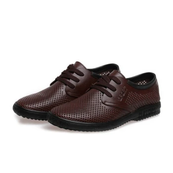 

Men's Sandals 2019 New Fashion Genuine leather Black Brown Flat Leather Shoes Breathable Man Soft mens Rubber Dress Sandals