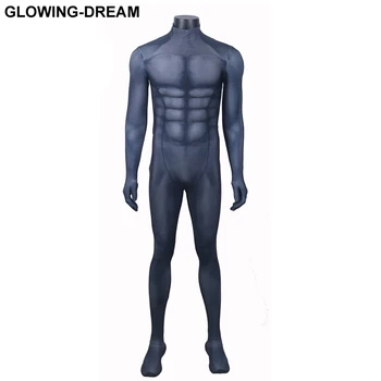 

High Quality Muscle Padding Batman Cosplay Costume Without Bat Logo 3D Printing Muscle Shade Batman Zentai Suit With U-zipper