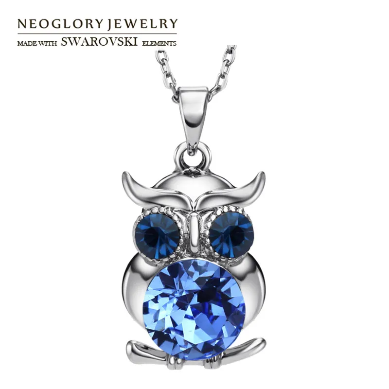 Image Neoglory Austria  Rhinestone Pendant Necklace Exquisite Owl Shape Lovely Style Alloy Plated Jewelry For Girls