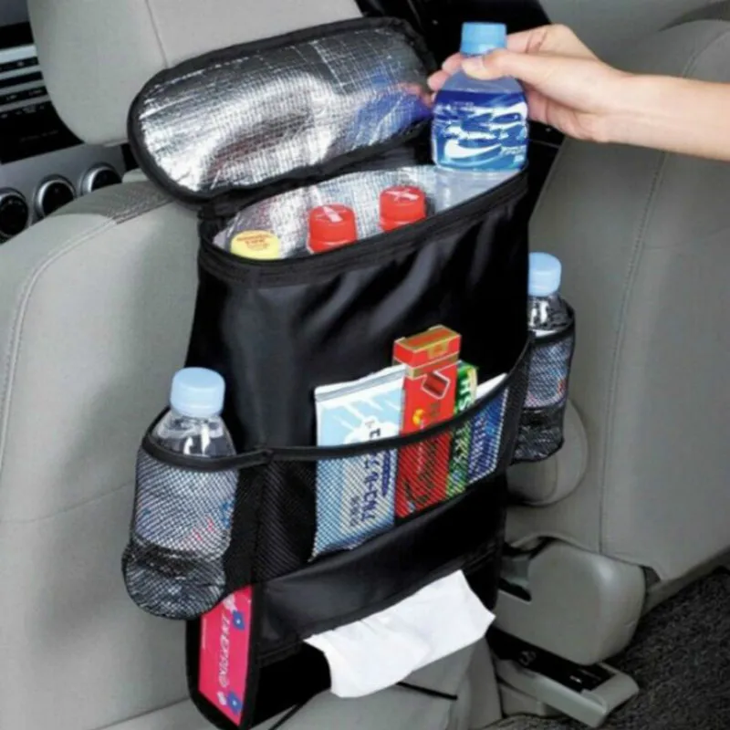 Черный Автомобильный Органайзер на заднее сиденье, сумка для хранения, автомобильная подвесная сумка, многокарманная автомобильная коробка для хранения салфеток, автомобильный Стайлинг